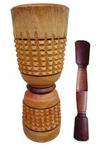 Pilão De Madeira Envernizado 60cm Fino Acabamento + Socador Pilão De Madeira Envernizado 60cm Fino Acabamento + Socador