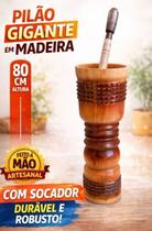 Pilão de Madeira Grande Artesanal Fino Acabamento 80 cm Mesclado Pilão de Madeira Grande Artesanal Fino Acabamento 80 cm Mesclado