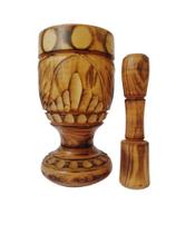 Pilão De Madeira Grande com Socador 20cm