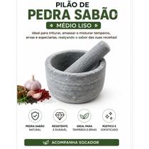 Pilão de Pedra Sabão Médio com Socador 10cm para Temperos e Especiarias Pilão de Pedra Sabão Médio com Socador 10cm para Temperos e Especiarias