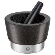 Pilão e Mortar em Pedra Zwilling Spices 15x10cm: Base Inox e Granito Escuro Pilão e Mortar em Pedra Zwilling Spices 15x10cm: Base Inox e Granito Escuro