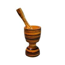 Pilão Socador em Madeira Culinária Alho Pasta Grão 13x8cm P