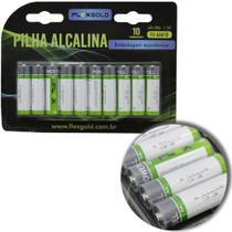 Pilha aa pequena alcalina 1,5v flex gold com 10 pecas lr6