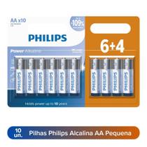 Pilha AA Pequena Philips Pilhas Comum Aa Alcalina Tipo modelo 2a Cilindrico Redonda Comum Normal Pilha Simples 10Un 6+4