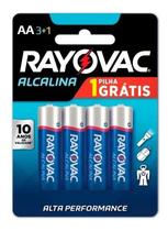 Pilha AA Rayovac Alcalina Cilindrica - kit de 4 unidades