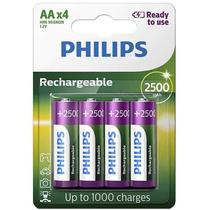 Pilha AA recarregável Philips 2500mAh - cartela com 4 unidades Pilha AA recarregável Philips 2500mAh - cartela com 4 unidades