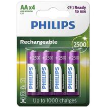 Pilha AA recarregável Philips 2500mAh - cartela com 4 unidades