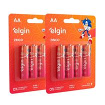 Pilha AA Zinco 1.5V Elgin 2 Cartela com 4 Unidades