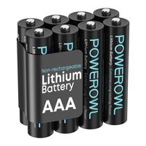 Pilha AAA de lítio POWEROWL 1,5 V 1200 mAh, pacote com 8 unidades Pilha AAA de lítio POWEROWL 1,5 V 1200 mAh, pacote com 8 unidades