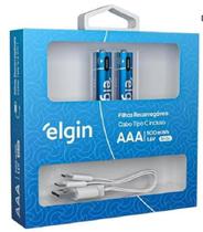 Pilha Aaa Palito Recarregável Elgin - Usb-C Integrado, 2 Un