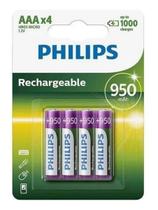 Pilha Aaa Palito Recarregável Philips C/4 Unidades