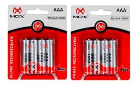 Pilha AAA Recarregavel Mox Pilha Palito 3A 1.2V Kit Com 8 Unidades