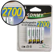 Pilha AAA Recarregável SDNMY 2700mAh Gamer Para Controle De Console E Mouse Kit 4 Peças Top