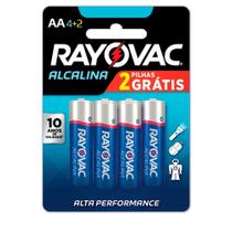 Pilha alcalina aa com 6 20871 - RAYOVAC