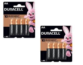 Pilha Alcalina AA Duracell 4 Unidades Kit com 2 - Total 8 Pilhas - MN1500B4