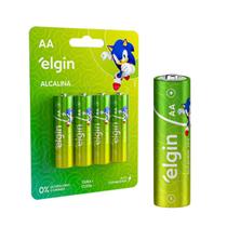 Pilha Alcalina AA Palito Pequena Elgin Blister Cartela Com 4 Unidades Durável