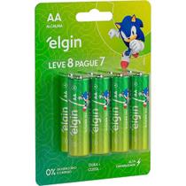 Pilha Alcalina AA Pequena Cartela com 8 unidades Elgin