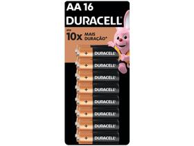 Pilha Alcalina AA Pequena Duracell - 16 Unidades