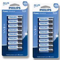 Pilha Alcalina AA Philips Bateria 2A Pequena kit 32 unidades