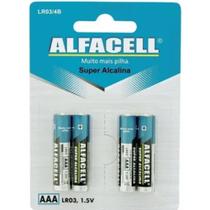 Pilha Alcalina AAA - c/ 4 Unidades - Alfacell - Pilha Alcalina AAA - c/ 4 Unidades - Alfacell -