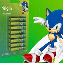 Pilha Alcalina AAA com 16 unidades Elgin Palito Alta durabilidade Serve em controle Mouse Brinquedo Eletrônicos