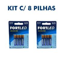 Pilha Alcalina AAA de Alta Performance 8 Unidades - Fortled