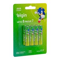 Pilha Alcalina AAA Elgin 1,5V 8 Unidades
