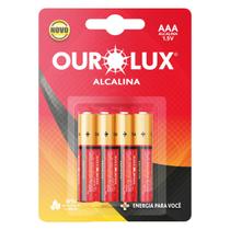 PILHA ALCALINA AAA Palito Blister c 4 un - OUROLUX