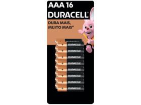 Pilha Alcalina AAA Palito Duracell - 16 Unidades