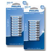 Pilha Alcalina AAA Philips Bateria 3A Palito kit 32 unidades
