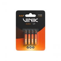 Pilha Alcalina AAA Vinik VP3AB4A 1,5V Kit com 4 Unidades para Dispositivos Eletrônicos