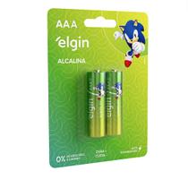 Pilha Alcalina Elgin AAA Palito Blister LRO3 1.5V Cartela com 2 Unid.