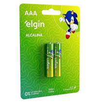 Pilha Alcalina Elgin Palito AAA LR03 2 Unidades