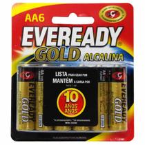 Pilha Alcalina Eveready Gold AA Pequena 6 Unidades