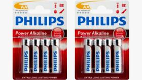 Pilha Alcalina Philips AA pequena combo com 8 pilhas 1.5V