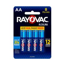 Pilha Alcalina Rayovac AA8 - Contém 8 Pilhas