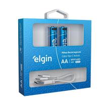 Pilha Alcalina Recarregável Aa Usb-c 1.200mah Com 2 Unidades + Cabo Pilha Alcalina Recarregável Aa Usb-c 1.200mah Com 2 Unidades + Cabo