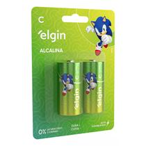 Pilha Alcalina Sonic Elgin 1.5V Tipo C com 2 unidades