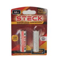 Pilha Alcalina Steck AA 1.5V Pack c/2 - Durabilidade Alta