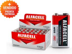 Pilha Bateria 9V Comum Alfacell Caixa 12 Unidades Reforçada Potente Alta Resistência Longa Duração Pilha Bateria 9V Comum Alfacell Caixa 12 Unidades Reforçada Potente Alta Resistência Longa Duração
