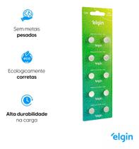 Pilha Bateria Lr44 Ag13 Elgin Cartela Com 10 Unidades