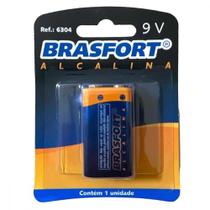 Pilha Brasfort Alcalina 9V Bateria Cartela Com 1 Peca - 6304 - Kit C/10 Cartelas