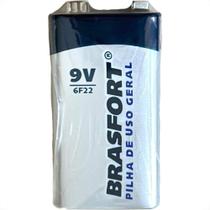 Pilha Brasfort Bateria 9V. Cartela Com 1 Peca - 6312 - Kit C/10 Cartelas