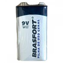 Pilha Brasfort Bateria 9V. Cartela Com 1 Peca - 6312 ./ Kit Com 10 Cartelas
