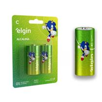 Pilha C Média Lr14 Alcalina Elgin Com 2 Unidades