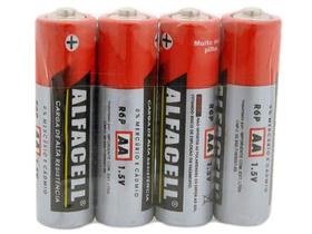 Pilha Comum Pq. AA 1.5V, Cartela Com 4 Pilhas, Tubo Com 15 Unidades Alfacell - R6P4SG