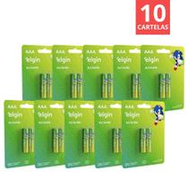 Pilha Elgin Alcalina Palito AAA Cx.10 Cartelas de 2 Unidades