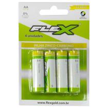 Pilha FLEX GOLD Zinco/Carbono AA Cartela com 4 - 7951 - Flexgold