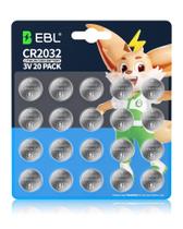 Pilha moeda EBL CR2032 3V, pacote com 20 unidades, à prova de শশ