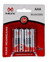 Pilha Mox Recarregável MO-AAA1000B4 Cilíndrica - kit de 4 unidades - Alinee